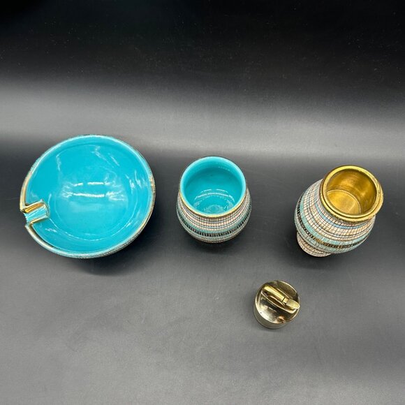Mid Century Modern Seta SGRAFFITO Smoking Set Aldo Londi Bitossi 1950s Italy - Picture 3 of 13